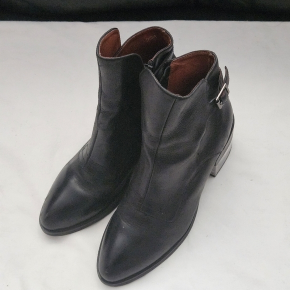 Jeffrey Campbell 100% Leather sz 5 US Clear Heel Sole Zipper Bootie Boots Shoe - Picture 2 of 15